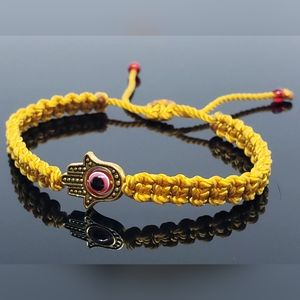 Hamsa Hand bracelet with an evil eye for protection and good luck, braided